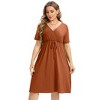Coolmee Women's Summer Midi Dress V Neck Short Sleeve A Line Flowy Casual Beach Sundress - 2 of 4