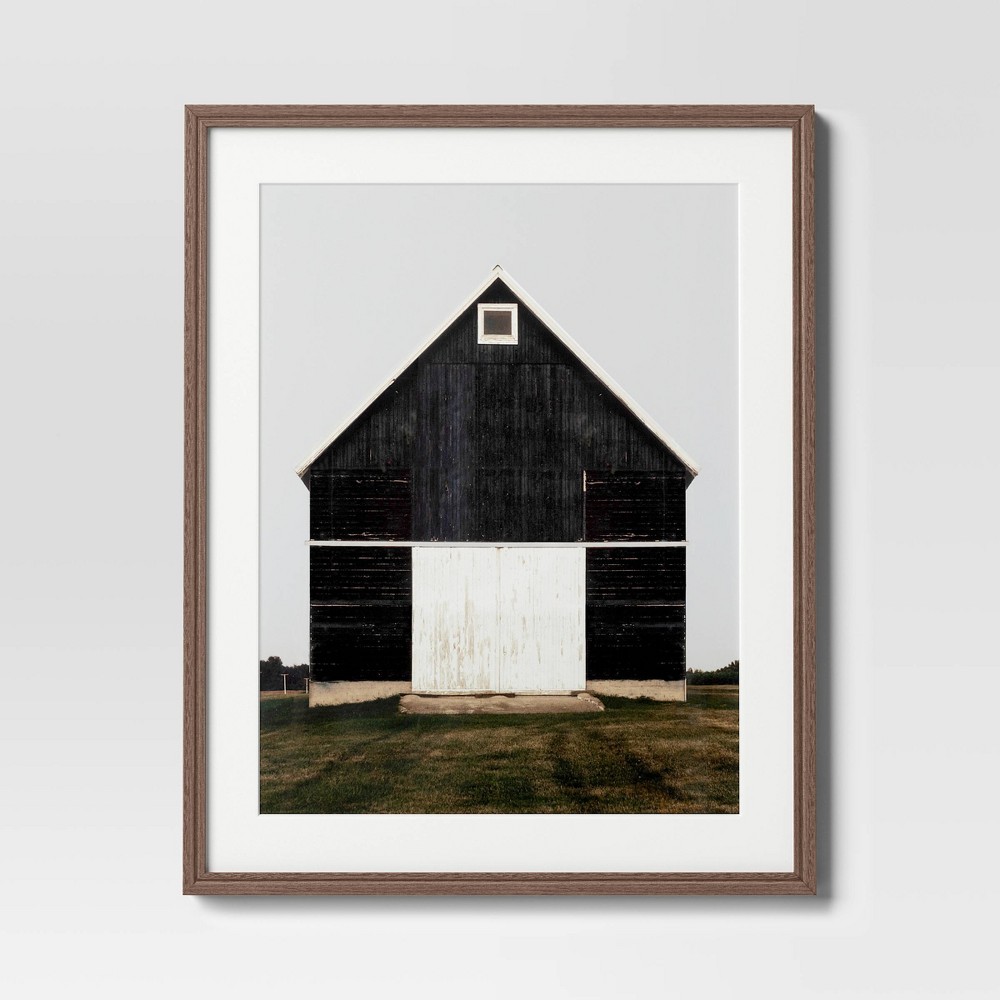 Photos - Wallpaper 24" x 30" Barn Framed Poster Black - Threshold™