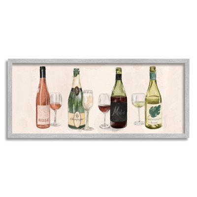 Stupell Industries Various Wine Champagne Bottles Framed Giclee