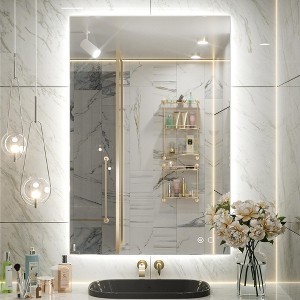 Keonjinn Smart LED Bathroom Vanity Wall Mirror, 3 Color Temperatures Dimmable, Frontlit & Backlit, Dimmable, Acrylic Edge, Anti Fog, Radar Sensor - 1 of 4