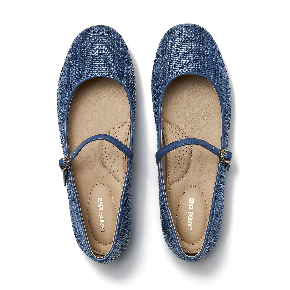 Обувь Lands' End Women's Classic Raffia Mary Jane Flats - 9 - Mediterranean Blue — фото 2