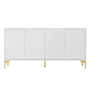 TiramisuBest Sideboard Buffet Cabinet with Storage with Adjustable Shelves and Silver Handles Sideboard Cabinet for Kitchen, Dining, Living, White - 1 of 4