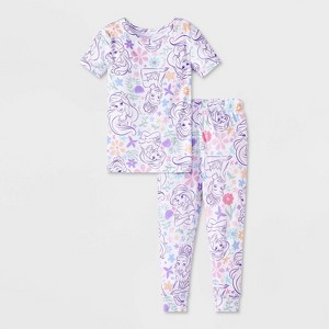 Toddler Girls' 2pc Snug Fit Disney Princess Pajama Set - White - 1 of 3