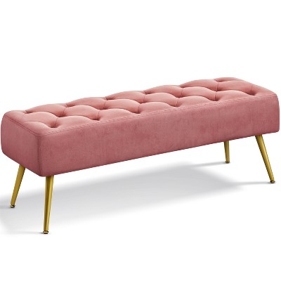 Yaheetech Modern Upholstered Button-Tufted Ottoman Footstool Bench for Bedroom