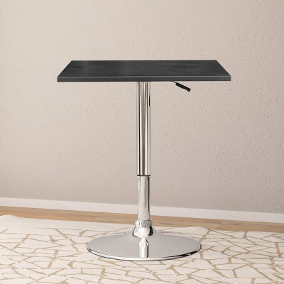 Adjustable Height Black and Chrome Square Bar Table