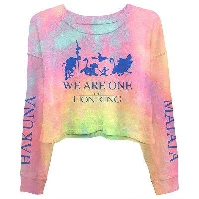 Ladies Lion King Fashion Top - Hakuna Matata Clothing - Disney Lion King Tie Dye Long Sleeve Crop Tee (Tie Dye, X-Large)