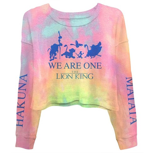 Ladies Lion King Fashion Top - Hakuna Matata Clothing - Disney Lion King Tie Dye Long Sleeve Crop Tee - image 1 of 4