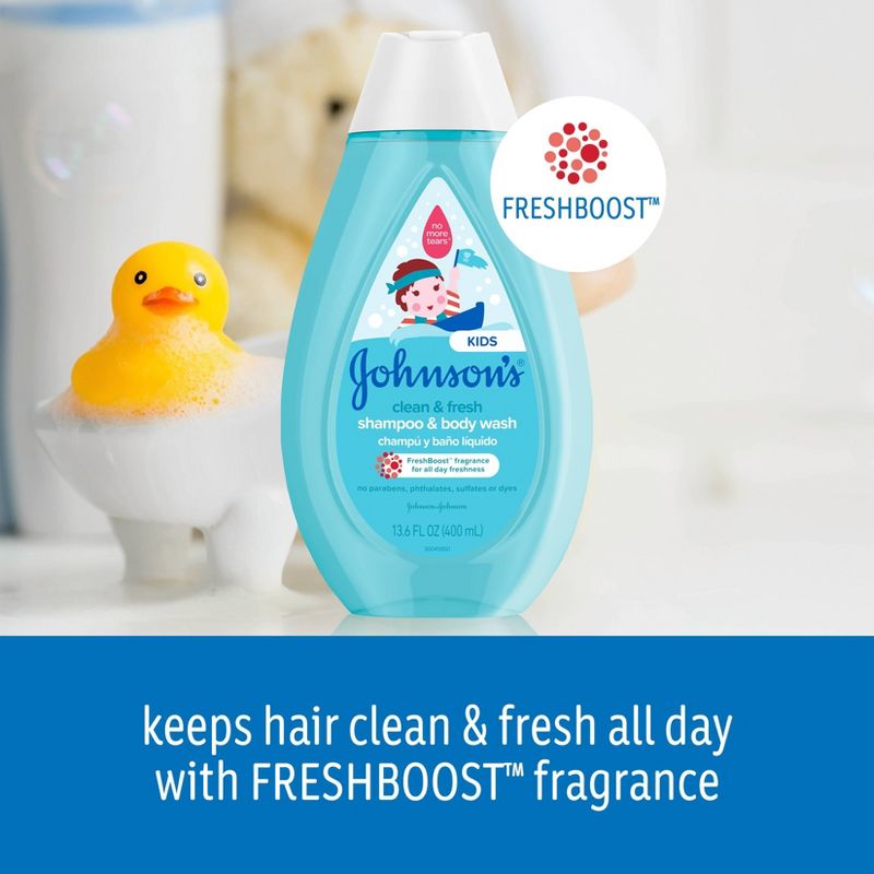 Johnson&#39;s Kids Clean &#38; Fresh Shampoo &#38; Body Wash for Sensitive Skin - 13.6 fl oz, 6 of 11