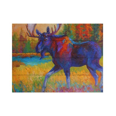 Majestic Moose Bold Multicolor Wood Slat Art - 12x16