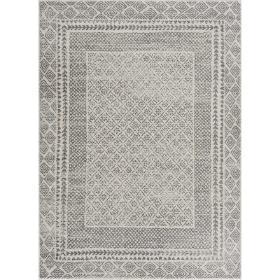 Hauteloom MARASH Living Room, Bedroom Area Rug - Contemporary, Farmhouse, Geometric - Ivory, Light Gray, Gray - 5'3" x 7'3"