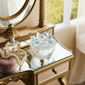 Sagebrook Home Decorative Rainbow Lotus Top Glass Trinket Dish for Jewelry and Keepsake Storage - 1 of 4