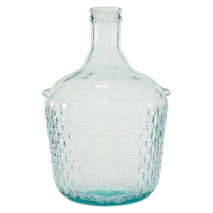 Olivia & May 17'' x 10'' Recycled Glass Vase with Bubble Texture Blue: Farmhouse Style Amphora Tabletop Decor - 1 of 4