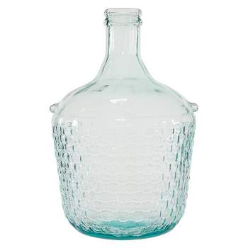 17'' x 10'' Recycled Glass Vase with Bubble Texture Blue - Olivia & May