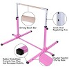 Costway Adjustable Steel Horizontal Training Bar Gymnastics Junior Home Practice Pink - 4 of 4