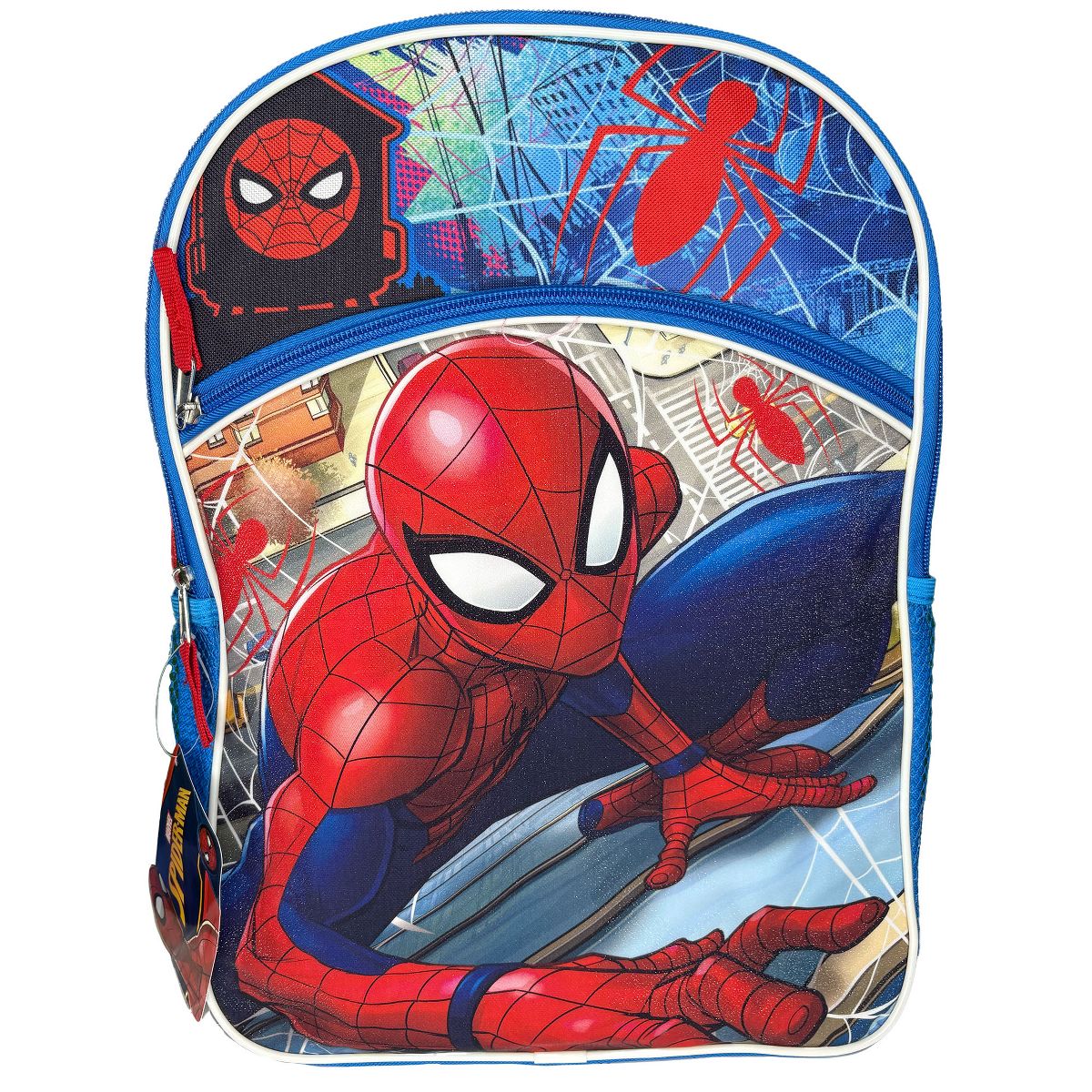 Marvel Spiderman 16" Blue and Red School Backpack with Front and Side Pockets - thumbnail 2
