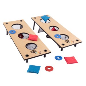 Toy Time 2-in-1 Wooden Backyard Washer Pitch and Beanbag Toss Set - 26" x 10", Red and Blue - 1 of 4