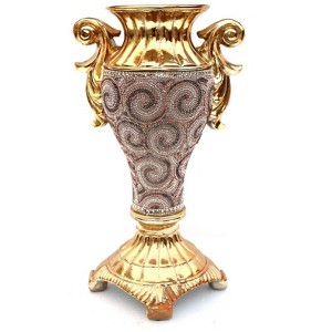 NicBex Ceramic Vase Home Decor with Chrome Crystal, Handles, Curved Leaf Pattern for Centerpieces for Dining Room, Living Room, Office - 1 of 4