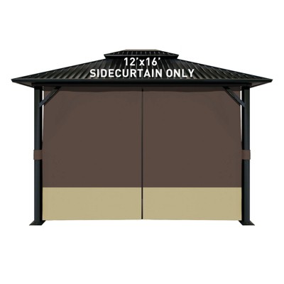 Aoodor 12' x 16' Gazebo Curtain Set Protecting Privacy Side Walls 4 Panels,Curtain Only