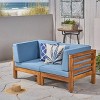 Christopher Knight Home Oana Outdoor Acacia Wood Loveseat with Cushions - 2 of 4