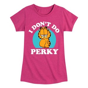 Girls' - Garfield - I Don't Do Perky Fitted Short Sleeve Graphic T-Shirt - 1 of 4