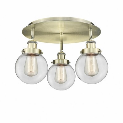 Beacon - 3 Light Flush Mount In Art Deco Style-9.63 Inches Tall and 17.75 Inches Wide