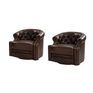 Flavio 31.5 Wide Genuine Leather Swivel Chair Set of 2| ART OF LIVING DESIGNS - 1 of 4