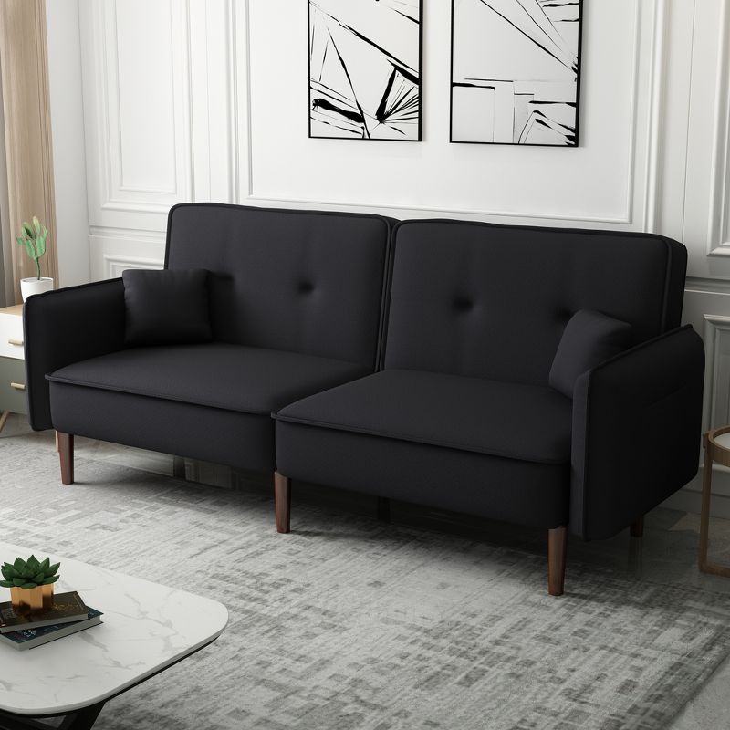 Convertible Futon Sofa Bed with Wooden Legs - ModernLuxe, 3 of 11