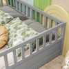 Gulches Full Size Montessori Floor Bed - Solid Pine Wood Kids Bed with 21.45'' High Safety Barriers & Clockwise Door, Grey - 4 of 4