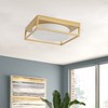 Modern Square Flush Mount Ceiling Light - Gold Iron Frame with Clear Glass Panel, Industrial Chic Lighting for Living Room Bedroom Dining Room - 3 of 4