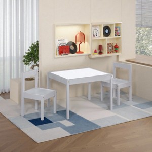 FURNIinspire Kids Table Sets 3 Piece Kids Table And Chairs,Table And Chairs For Kids, Living Room, Dining Room, Nursery, Gray, 25"*19"*18" - 1 of 4