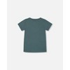 Deux par Deux Boy Short Sleeve Organic Cotton Graphic Tee Teal and Dark Old Rose - 4 Years - 4 of 4