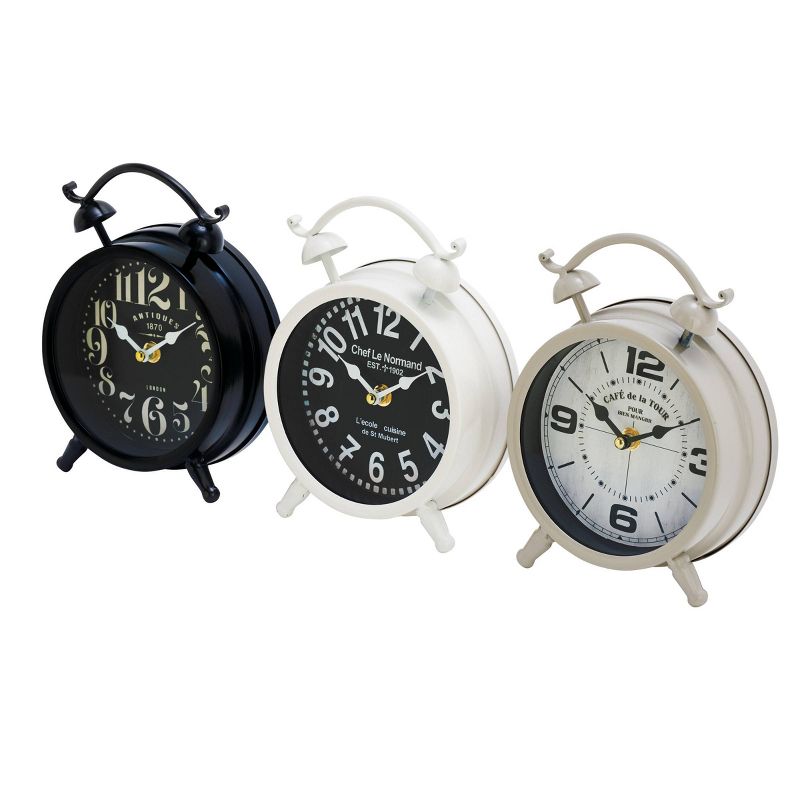 Set of 3 Round Metal Clocks Black/White/Gray - Olivia &#38; May, 4 of 5