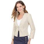 Allegra K Women's Work Office Open Front Zipper Collarless Cropped Blazer