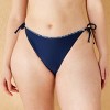 Women's Embroidered Low-Rise Extra High Leg Cheeky Side-Tie Bikini Bottom - Wild Fable™ Navy Blue - 4 of 4