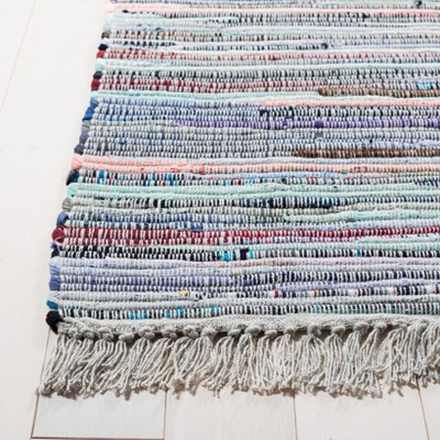 Handmade Flat Woven Purple/Blue Cotton Stripe Rug, 9' x 12'