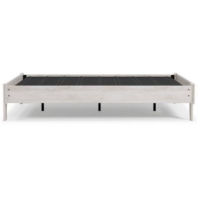 Whitewash Chic Full Platform Bed with Storage Drawer