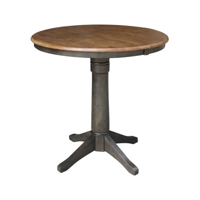 36" Justin Round Drop Leaf Dining Table Tan/Washed Coal - International Concepts
