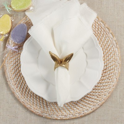Golden Bunny Ears Resin Table Napkin Rings, Set of 4