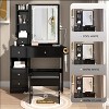 ZHUTA Small Space Left Drawer Desktop Vanity Table + Cushioned Stool, Extra Large Touch Control Sliding LED Mirror, Tri-color Switching - 4 of 4