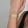 2pcs Gold Chain Link Bracelet, Stainless Steel Crystal Friendship Bracelets Bangle,Watch Band Chains Wristband - 2 of 4
