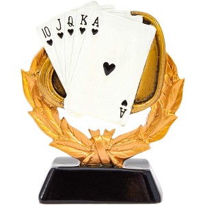 Juvale Poker Playing Cards Trophy (5 in, Gold, Resin) - 1 of 4