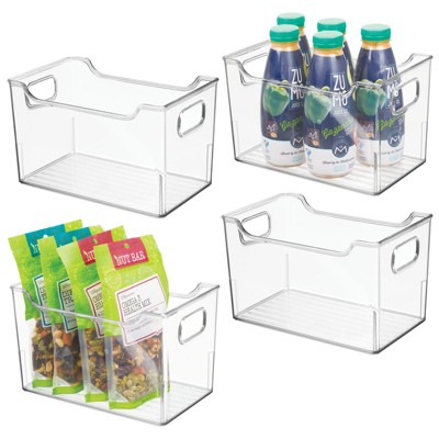 Mdesign Plastic Tall Deep Organizing Bin With Built-in Handles, 4 Pack -  Clear : Target