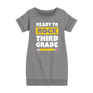 - Instant Message - Ready To Rock Third Grade Graphic Short Sleeve Fleece Dress - 1 of 4