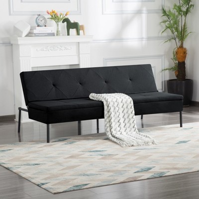 DOMETOUR  Convertible Futon Sofa Bed, Adjustable Back Upholstered Sleeper for Living Room Bedroom Furniture