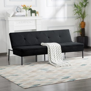 DOMETOUR  Convertible Futon Sofa Bed, Adjustable Back Upholstered Sleeper for Living Room Bedroom Furniture - 1 of 4