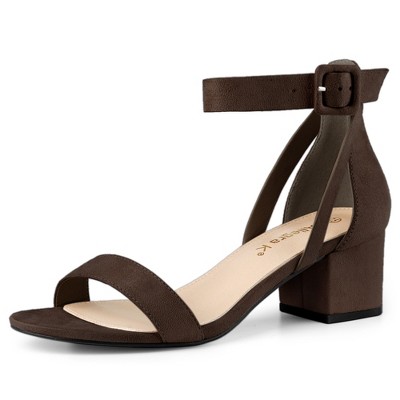 Allegra K Women's Open Toe Adjustable Ankle Strap Block Low Heel Sandals
