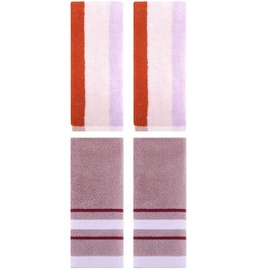 REGALWOVEN 4 Pcs Soft Absorbent Stripe Bathroom Hand Towel for Home - 1 of 4