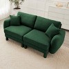 2-Seater Loveseat Sofa with Pillows, Sofa with Shell-Shaped Armrests and Cylindrical Legs, Boucle Fabric Sofa with Wood Frame-Coolbibila - 3 of 4