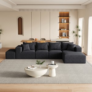 Oversized 132" Chenille Modular L-Shaped Sectional Sofa with 6 Pillows, 6-Piece Free combination, No Assembly Required - 1 of 4