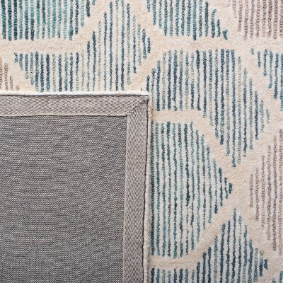 Turquoise Geometric Hand-Tufted Wool 4' x 6' Area Rug